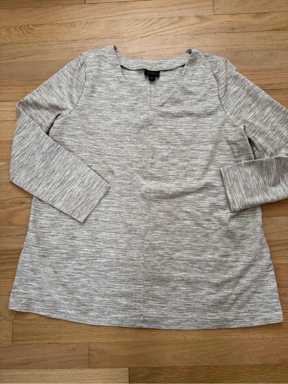 J. Jill Wearever Collection Large Beige Tan Long Sleeve V Neck Tunic Top